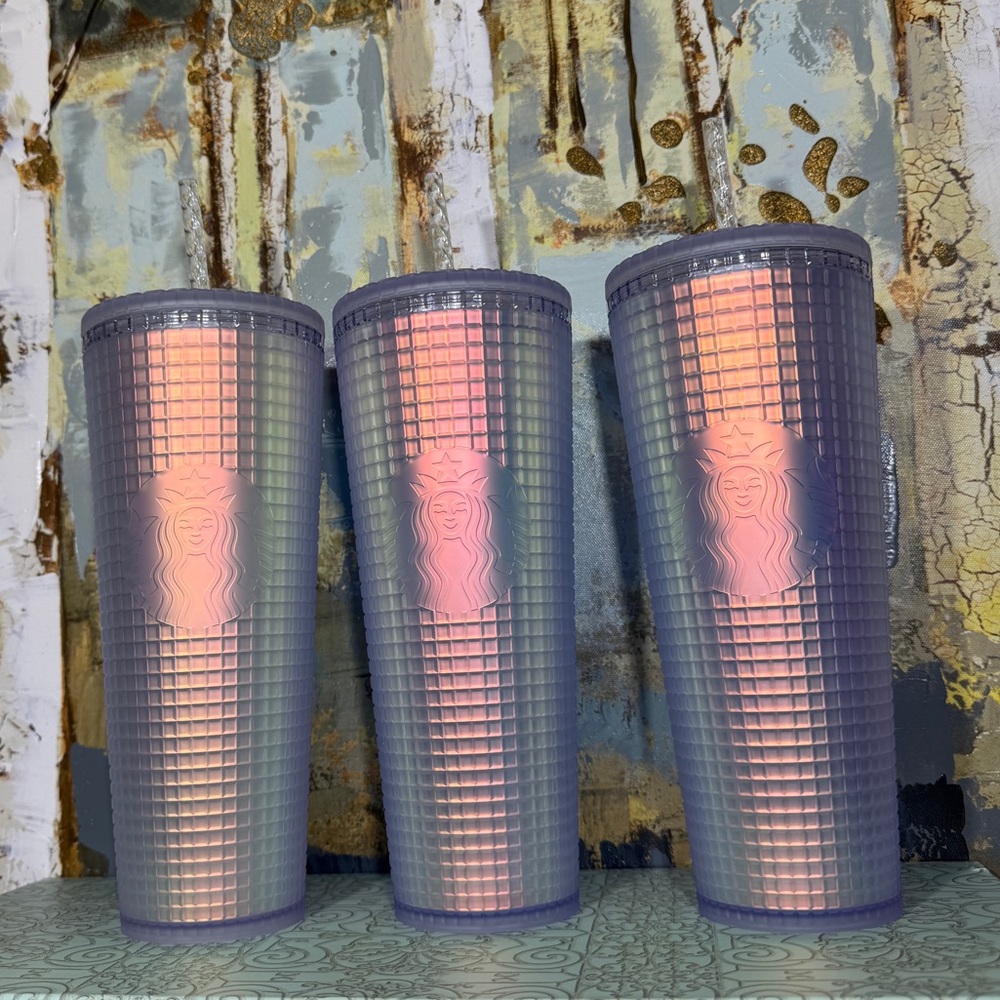 Starbucks Iridescent Unicorn Grid Soft Touch Tumbler Bundle